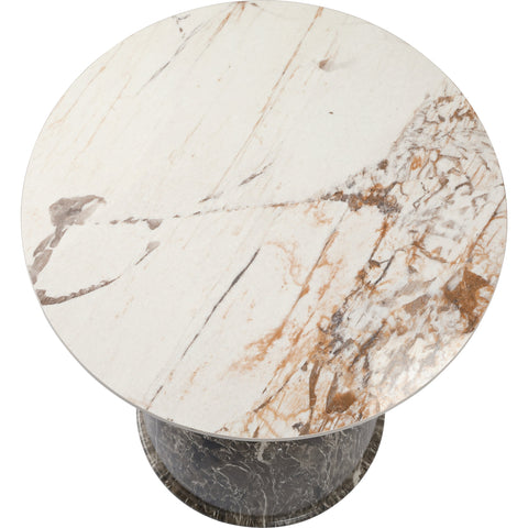 Oslo Side Table Round Sintered Stone with Stainless Steel Base