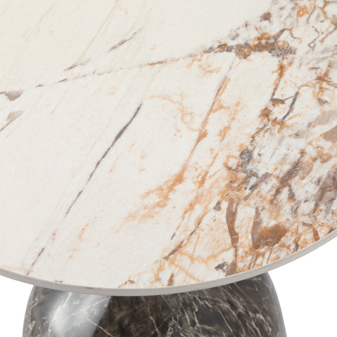 Oslo Side Table Round Sintered Stone with Stainless Steel Base