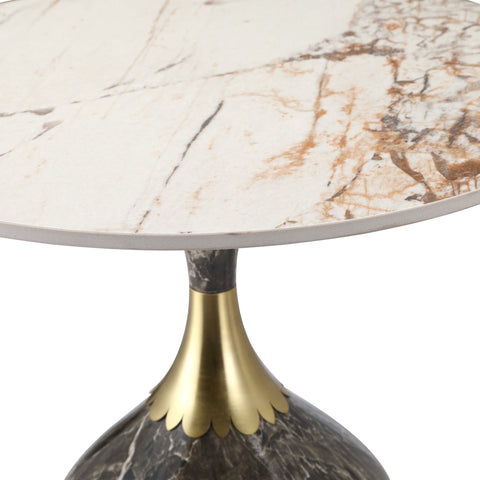 Oslo Side Table Round Sintered Stone with Stainless Steel Base