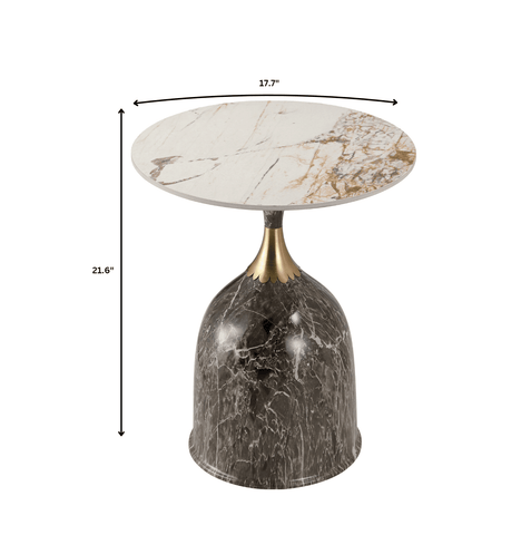 Oslo Side Table Round Sintered Stone with Stainless Steel Base