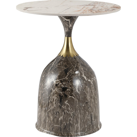 Oslo Side Table Round Sintered Stone with Stainless Steel Base