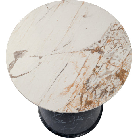 Oslo Side Table Round Sintered Stone with Stainless Steel Base