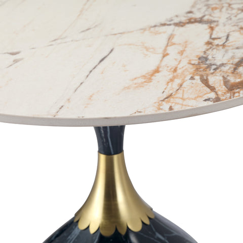 Oslo Side Table Round Sintered Stone with Stainless Steel Base