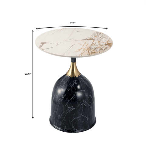 Oslo Side Table Round Sintered Stone with Stainless Steel Base