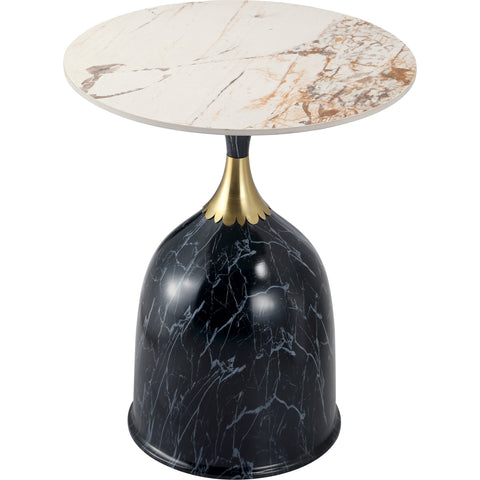 Oslo Side Table Round Sintered Stone with Stainless Steel Base