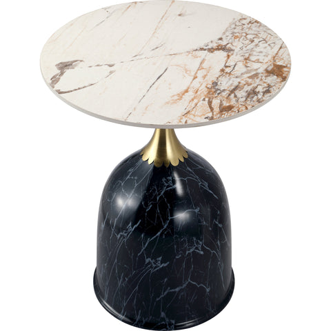 Oslo Side Table Round Sintered Stone with Stainless Steel Base