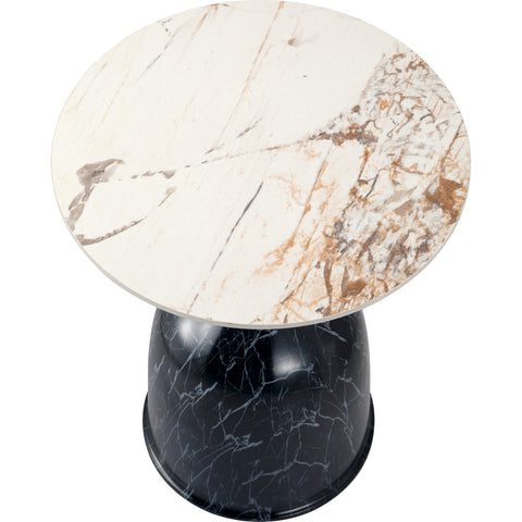 Oslo Side Table Round Sintered Stone with Stainless Steel Base