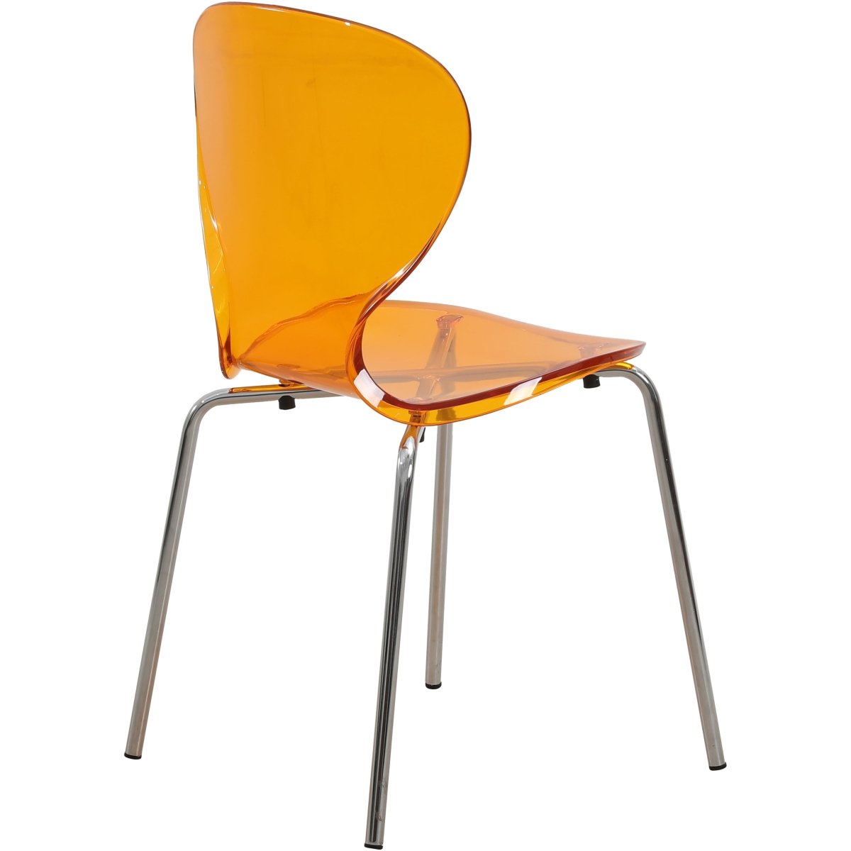 Oyster Modern Stackable Dining Side Chair with Chrome/White/Black Stainless Steel Legs