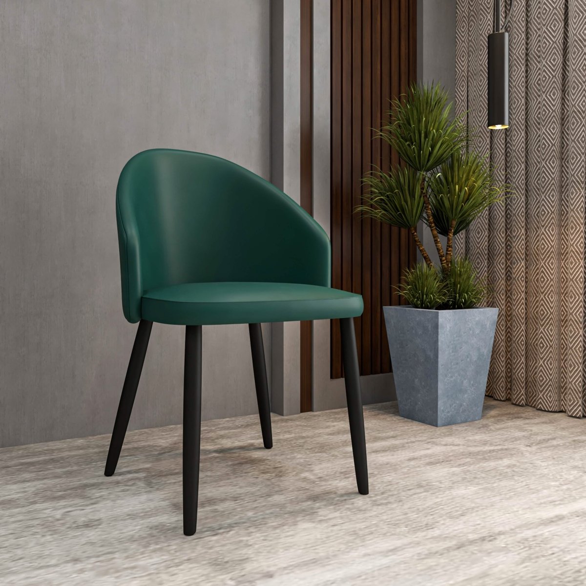Paradiso Dining Chairs Leather Seat and Curved Back with Oak Wood Legs