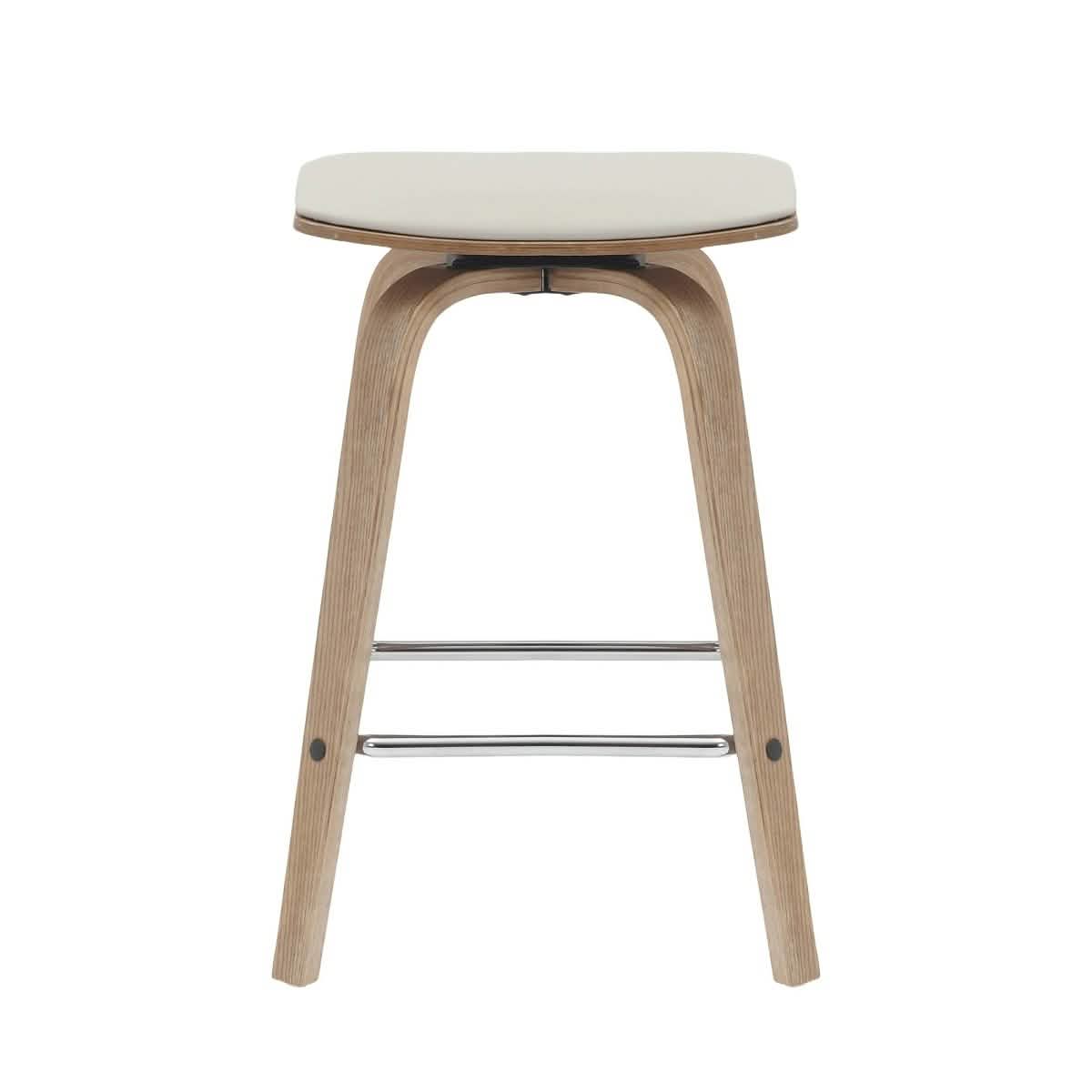 Pelya Leather Counter Stool with Square Seat and Poplar Wood Base