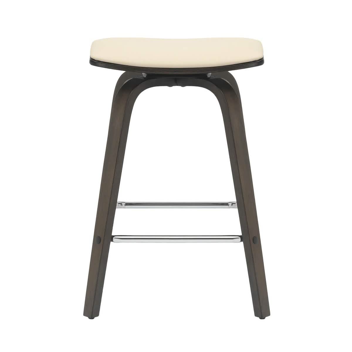 Pelya Leather Counter Stool with Square Seat and Poplar Wood Base