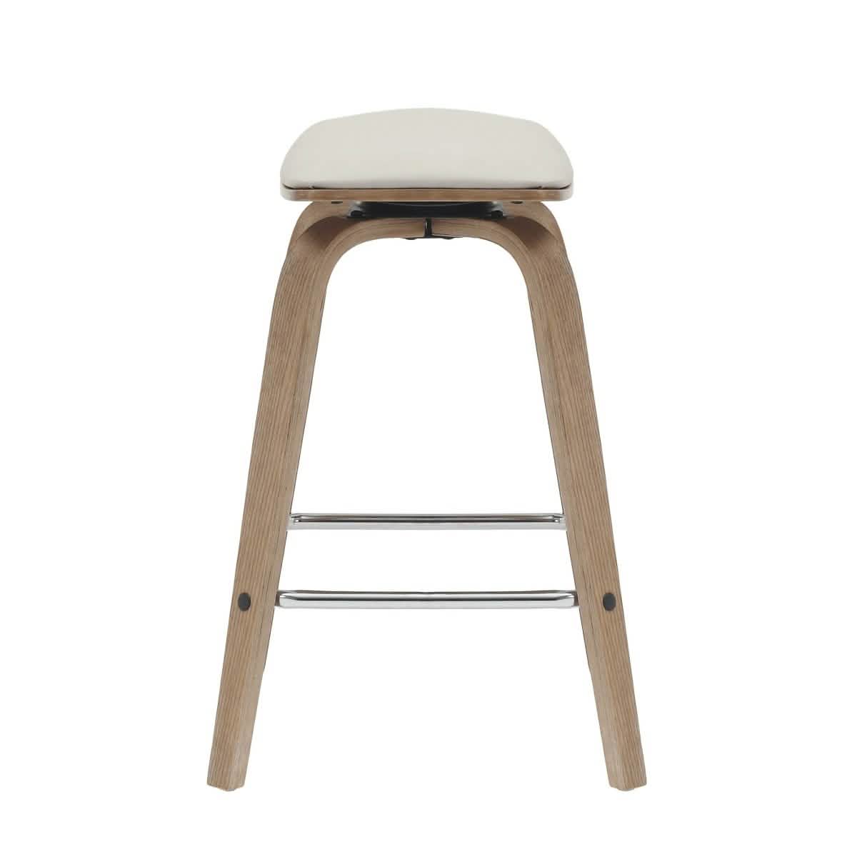 Pelya Leather Counter Stool with Square Seat and Poplar Wood Base