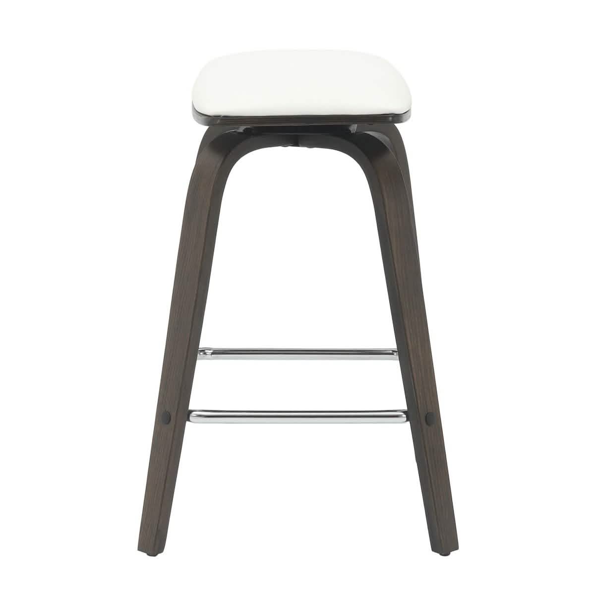 Pelya Leather Counter Stool with Square Seat and Poplar Wood Base