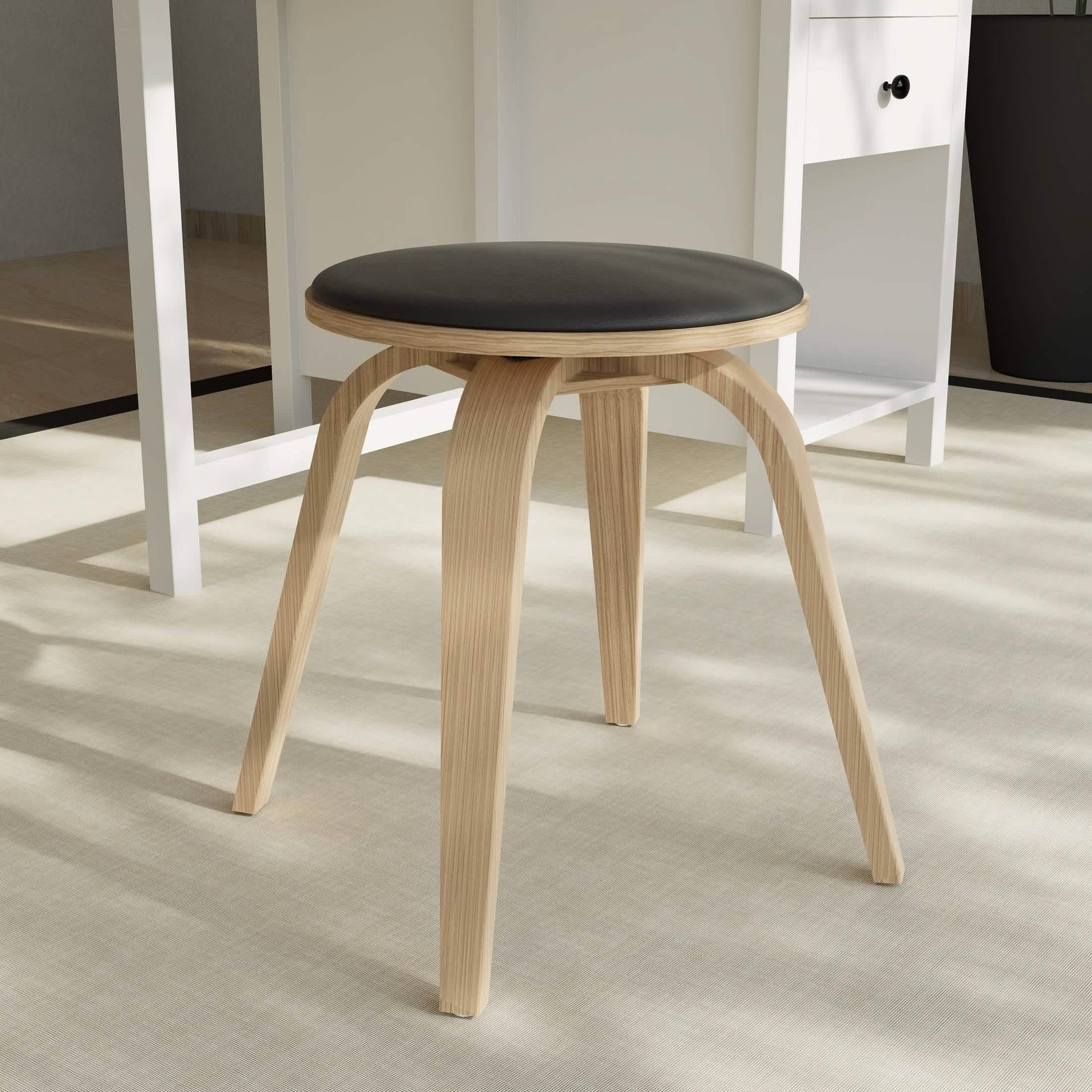 Pelya Mordern Wooden Dining Stool With Walnut Color Frame