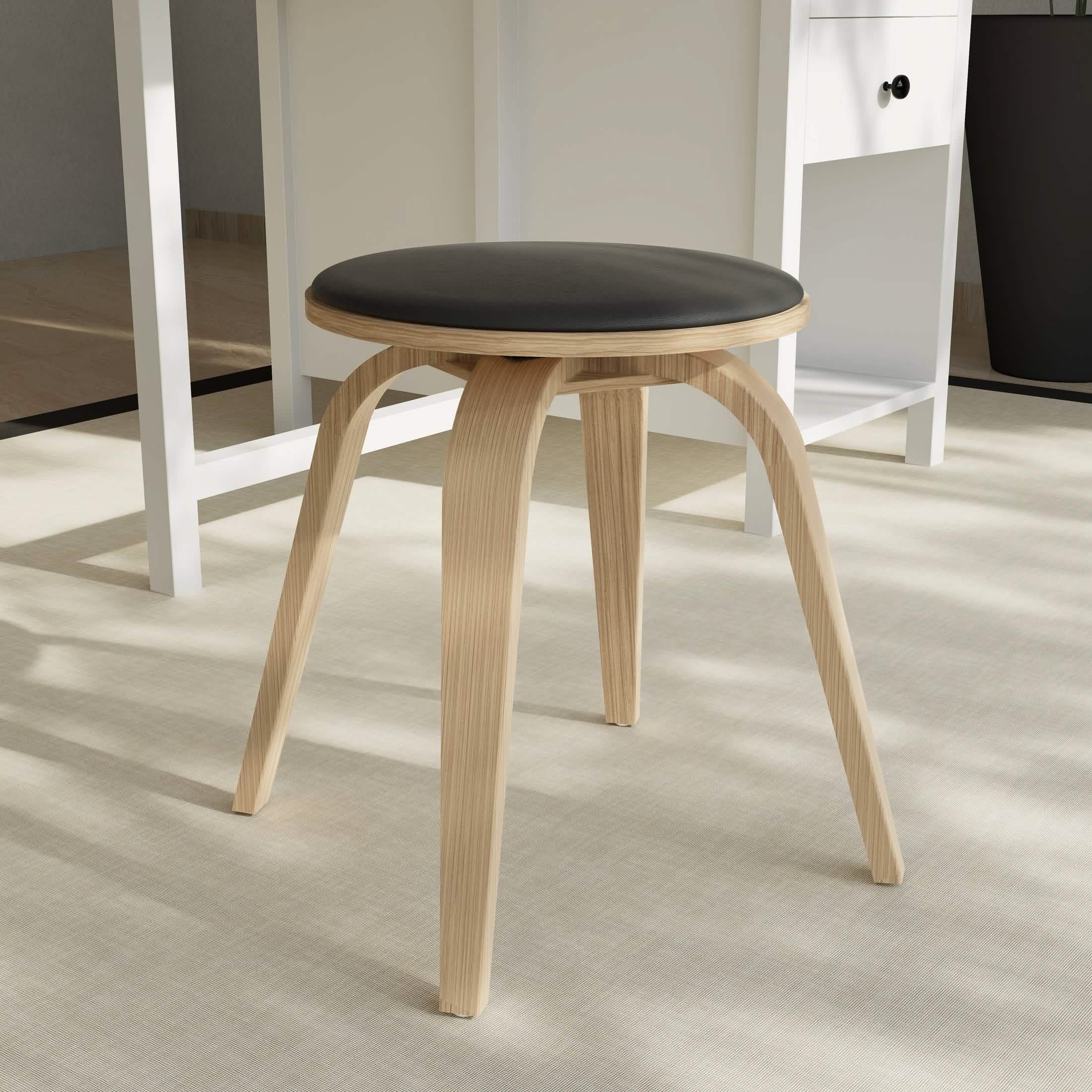 Pelya Mordern Wooden Dining Stool With Walnut Color Frame