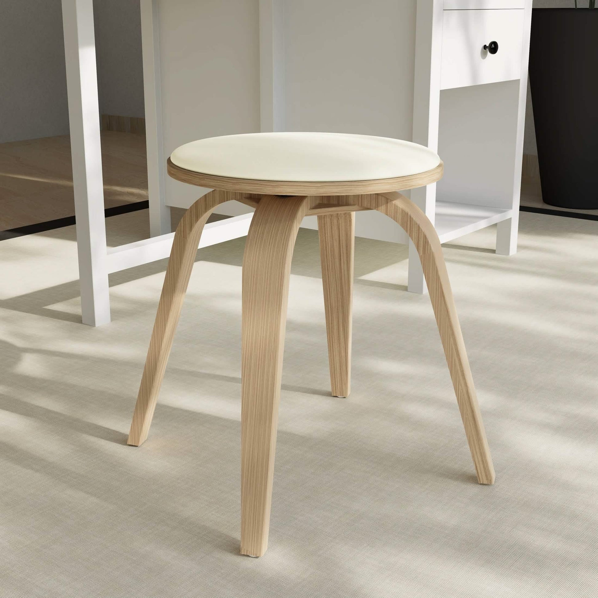 Pelya Mordern Wooden Dining Stool With Walnut Color Frame