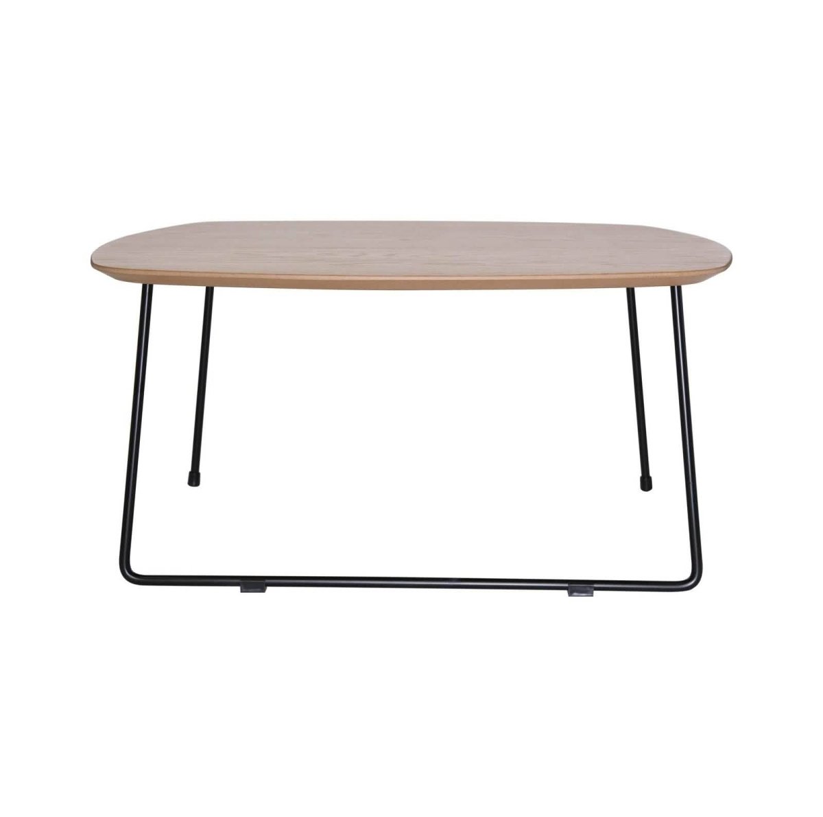 Pemborke Square Coffee Table with Oak Wood Table Top and Iron Frame