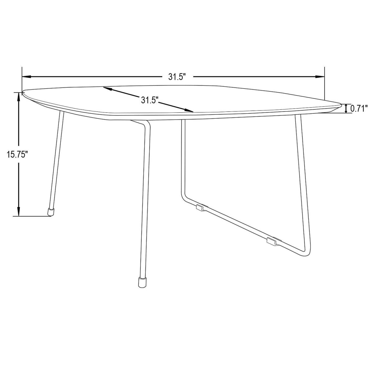 Pemborke Square Coffee Table with Oak Wood Table Top and Iron Frame