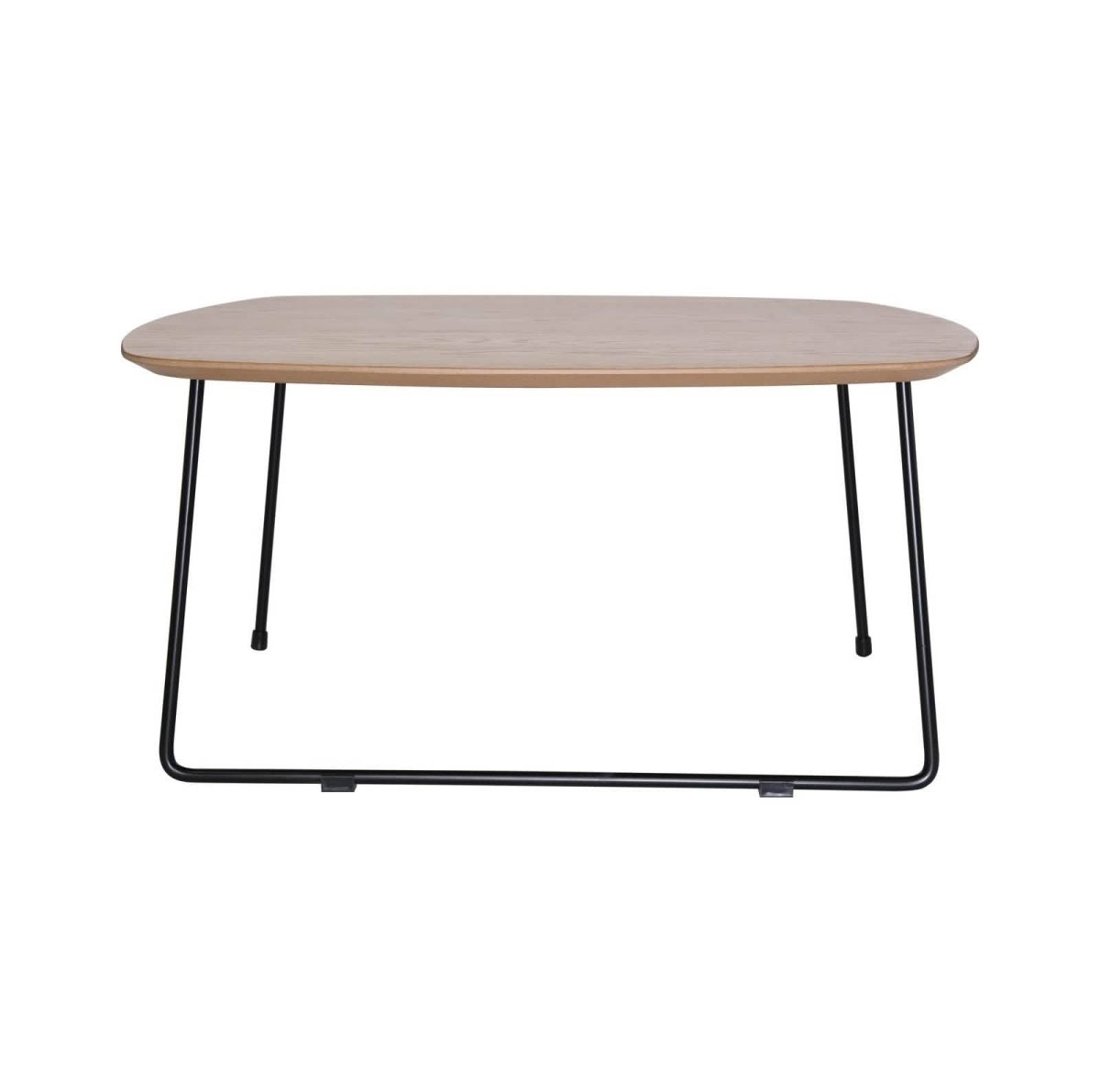 Pemborke Square Coffee Table with Oak Wood Table Top and Iron Frame