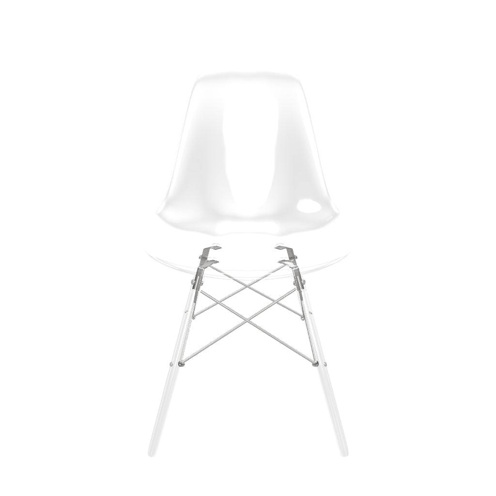 Cresco Modern Dining Side Chair in Curved Back Design with Multiple Base Options: Wood, Acrylic, Chrome & Gold Eiffel Design