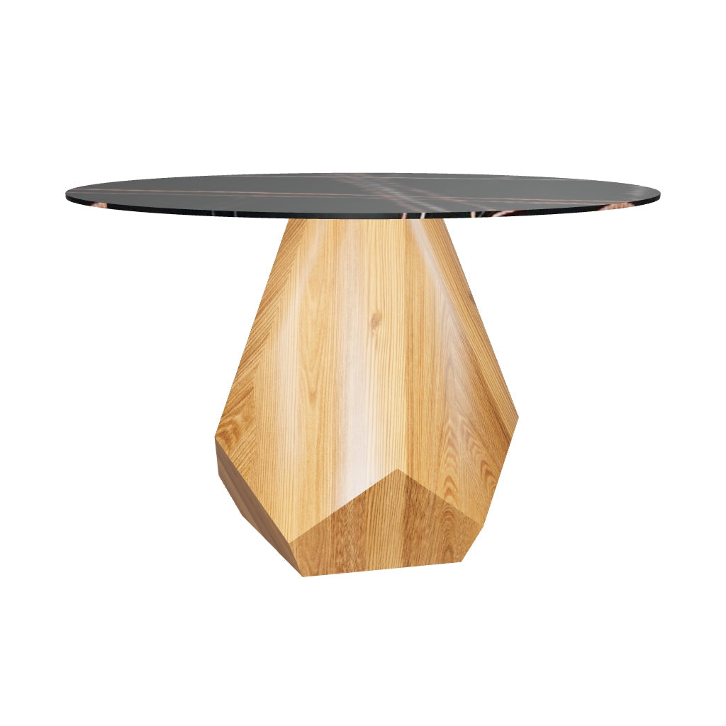 Nebo Modern Dining Table in Walnut Base with Glass/Sintered Stone Table Top
