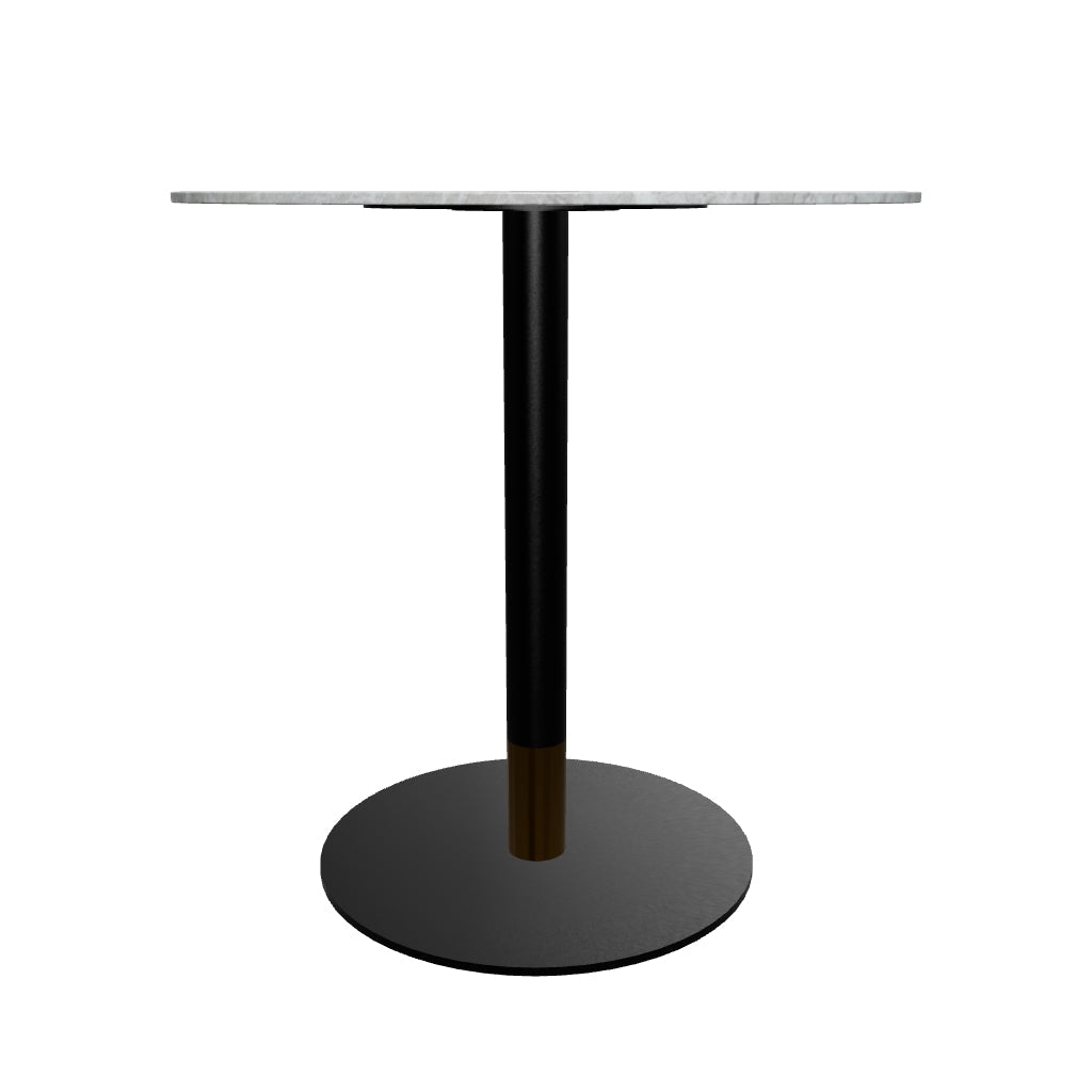 Vail Collection Dining Table Black/Gold Base With 27"/36" Round Stone Top