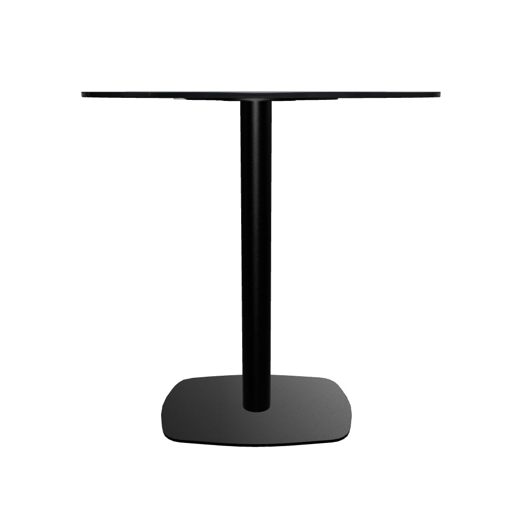 Vail Collection Dining Table Black Rectangle Base With 27"/36" Round Dark Brown MDF Wood/Sintered Stone Top