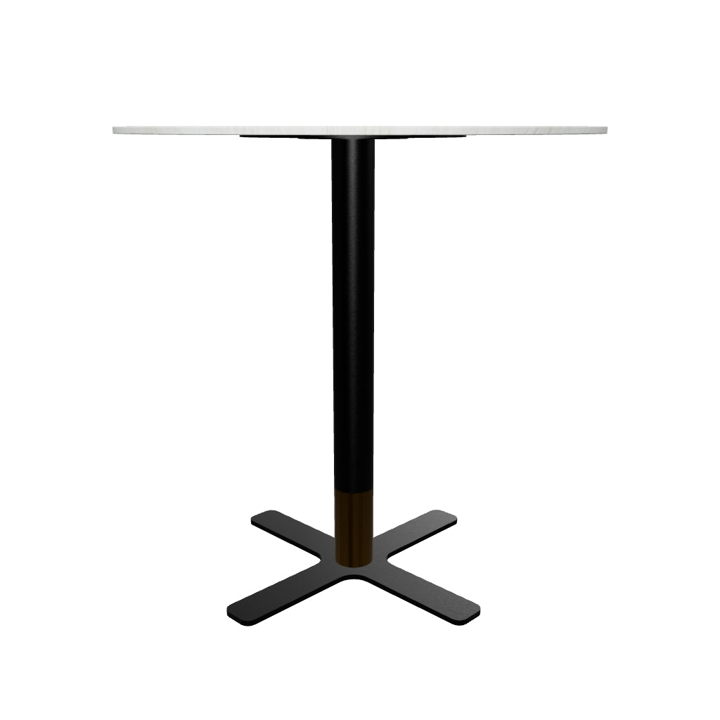 Vail Collection Dining Table Black/Gold X Base With 27"/36" Round Black MDF Top