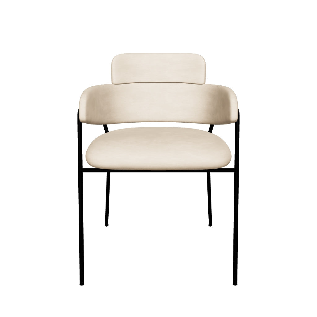 Axis Upholstered Dining Chair with Curved Open-Back and Arms and Black/Gold Stainless Steel Legs