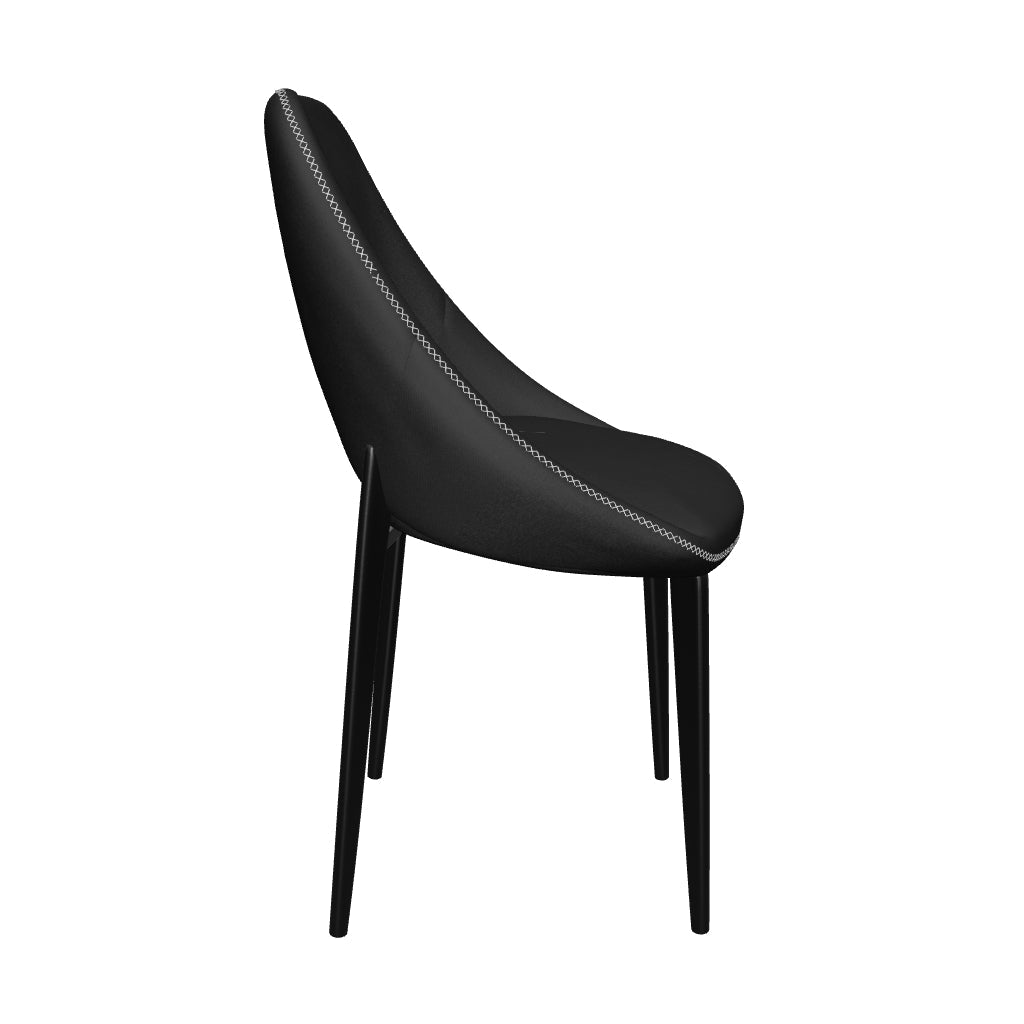 Amalfi Upholstered Dining Chair with a Curved Open Back Design in Black Iron