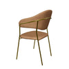 Bella Dining Chair Upholsted in Leather or Velvet in Gold Stainless Steel