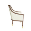 Belle Leather Dining Chair with Arms and Gold Metal Caps with Rubberwood Frame and Legs