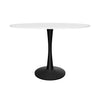 Bristol Round Dining Table with Glass Top and Iron Pedestal Base