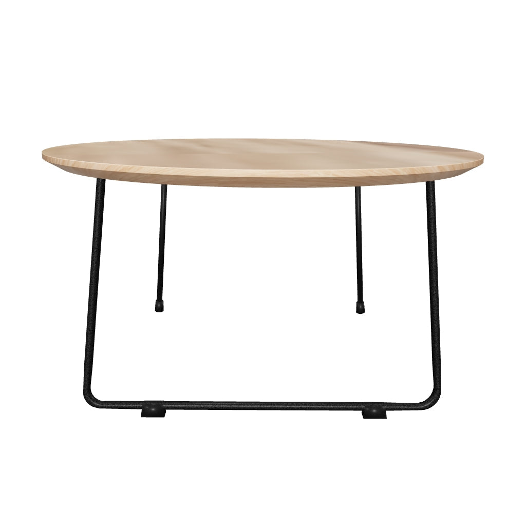 Pemborke Round Coffee Table with Oak Wood Tabletop in Iron