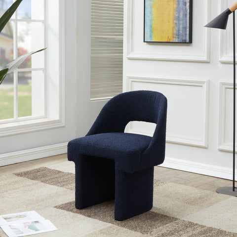 Quell Boucle Accent Chair Curved Open Back Design and Manufactured Wood Frame