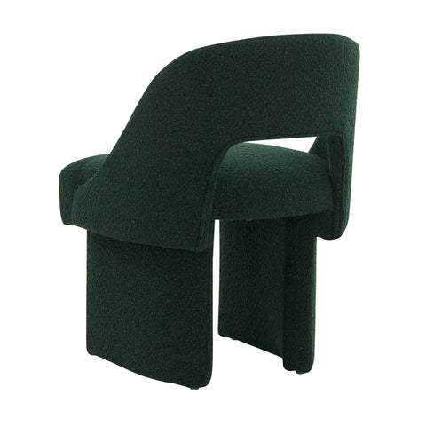 Quell Boucle Accent Chair Curved Open Back Design and Manufactured Wood Frame