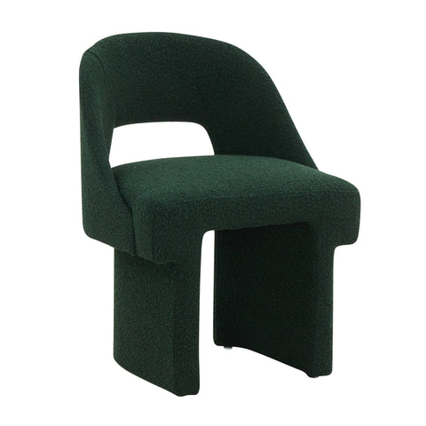 Quell Boucle Accent Chair Curved Open Back Design and Manufactured Wood Frame