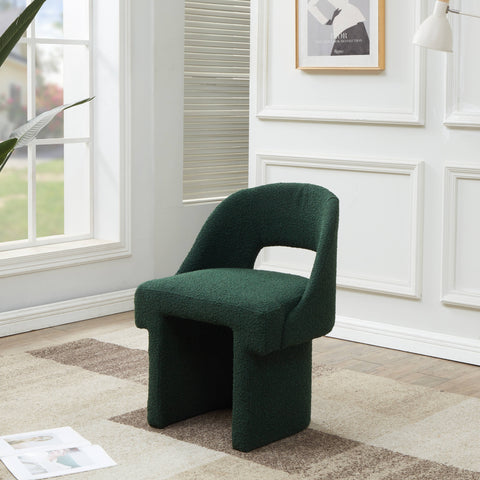 Quell Boucle Accent Chair Curved Open Back Design and Manufactured Wood Frame