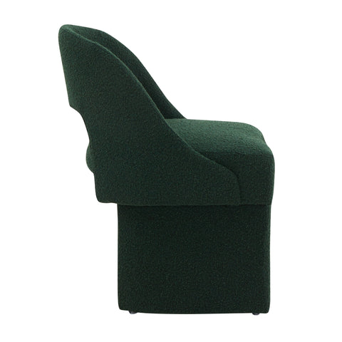 Quell Boucle Accent Chair Curved Open Back Design and Manufactured Wood Frame