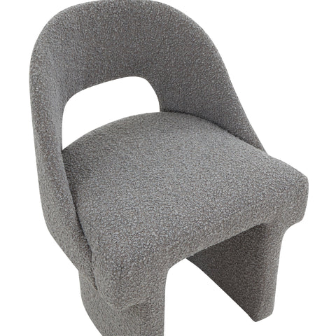 Quell Boucle Accent Chair Curved Open Back Design and Manufactured Wood Frame