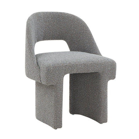 Quell Boucle Accent Chair Curved Open Back Design and Manufactured Wood Frame