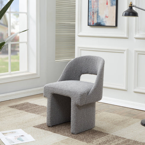 Quell Boucle Accent Chair Curved Open Back Design and Manufactured Wood Frame