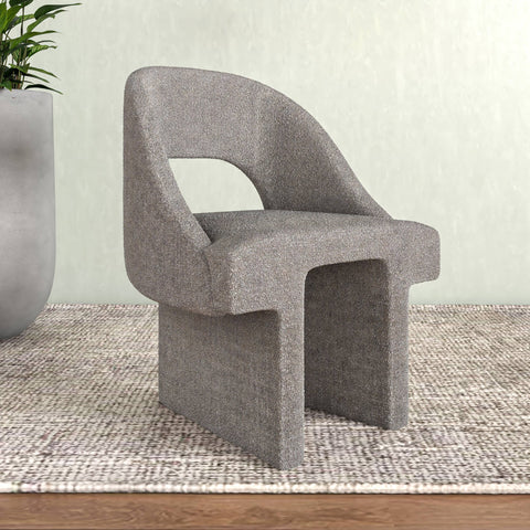 Quell Boucle Accent Chair Curved Open Back Design and Manufactured Wood Frame