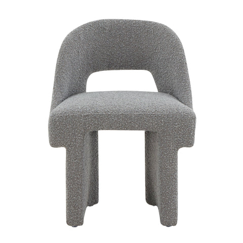 Quell Boucle Accent Chair Curved Open Back Design and Manufactured Wood Frame