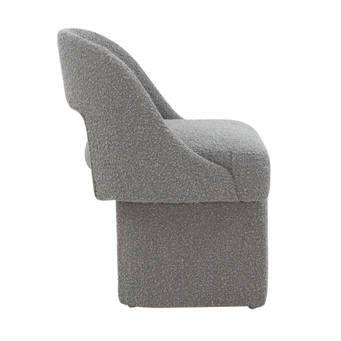 Quell Boucle Accent Chair Curved Open Back Design and Manufactured Wood Frame