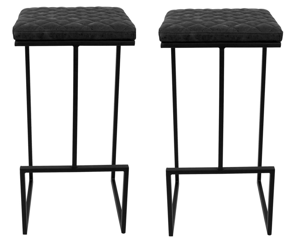 Quincy Leather Bar Stools With Metal Frame Olive Green Leisuremod