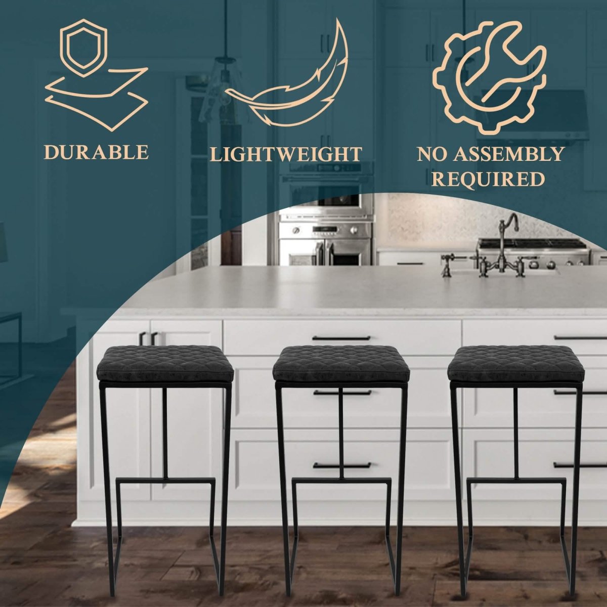 Quincy Leather Bar Stools With Metal Frame Olive Green Leisuremod