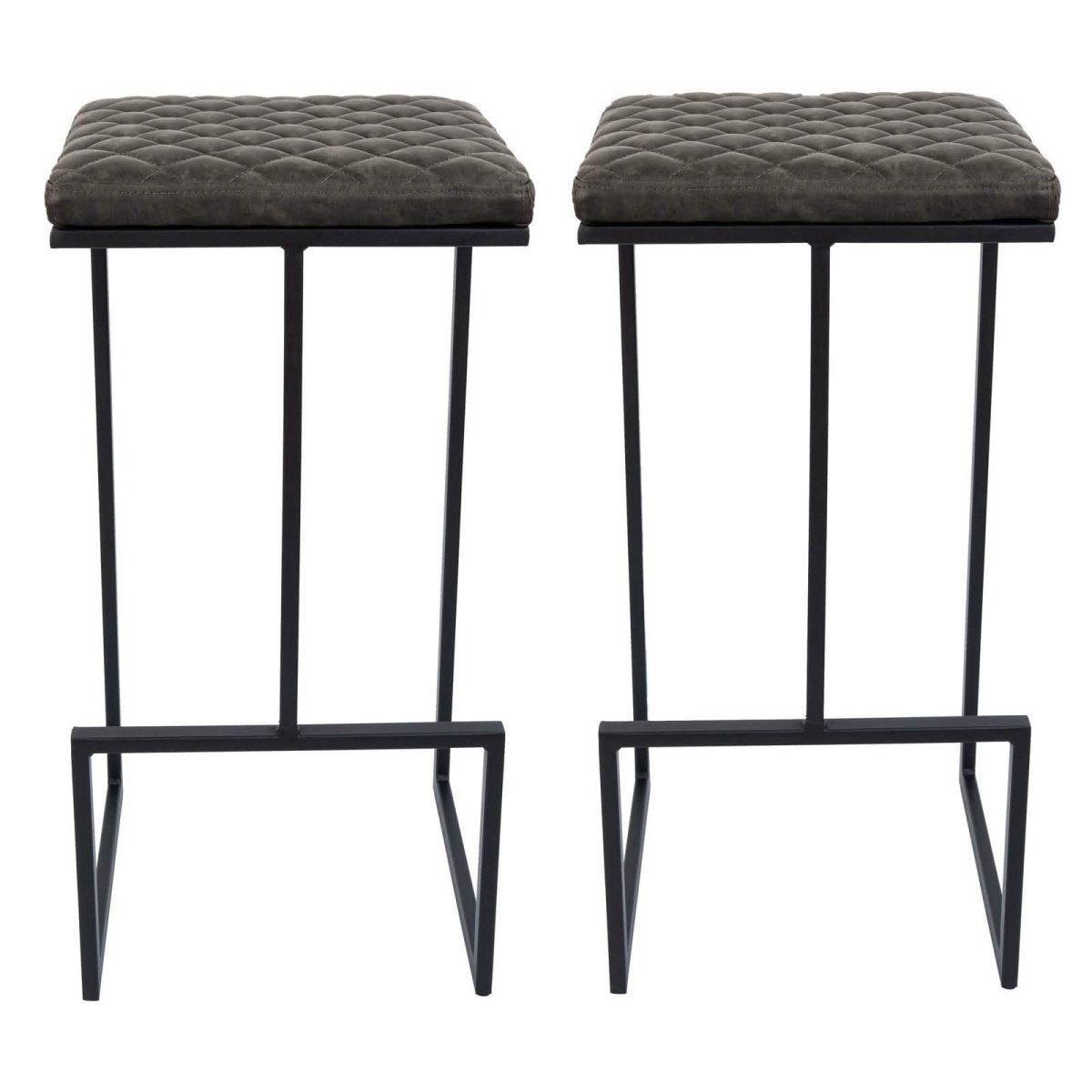 Quincy Leather Bar Stools With Metal Frame Olive Green Leisuremod