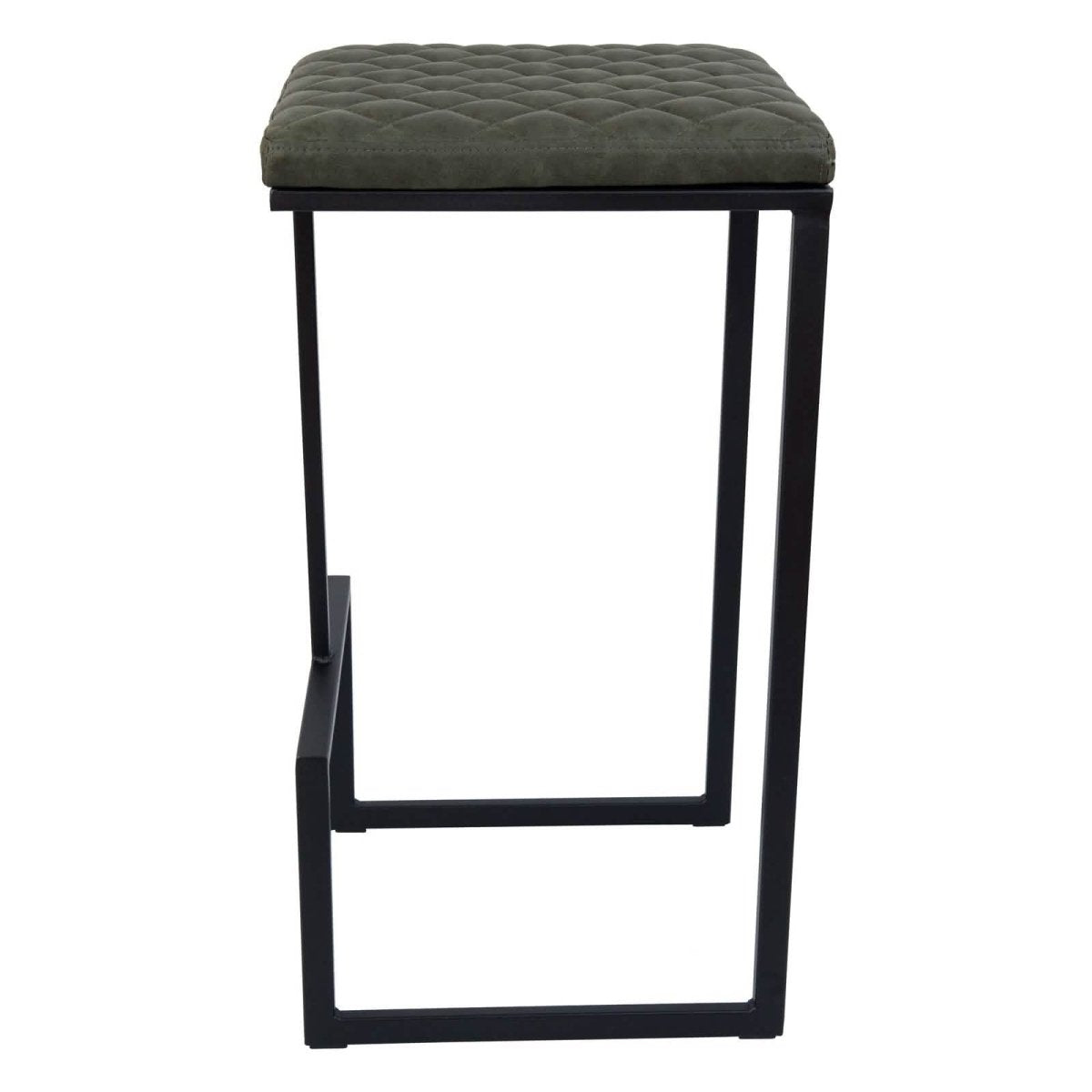 Quincy Leather Bar Stools With Metal Frame Olive Green Leisuremod