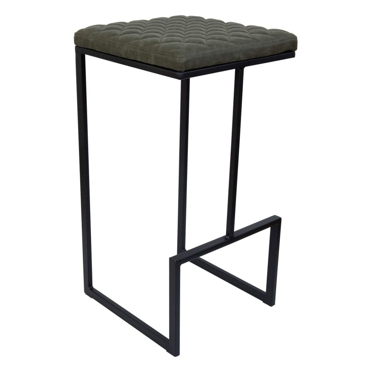 Quincy Leather Bar Stools With Metal Frame Olive Green Leisuremod